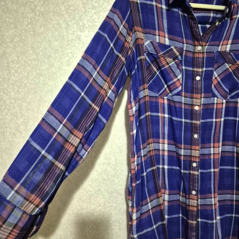 EXPRESS.. Blue and Pink Plaid TUNIC-SHIRT...SIZE:L - Picture 5 of 11